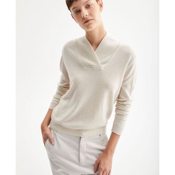 Nili Lotan Womens Designer Cream Beacon 100% Cashmere Sweater Small - Picture 1 of 10